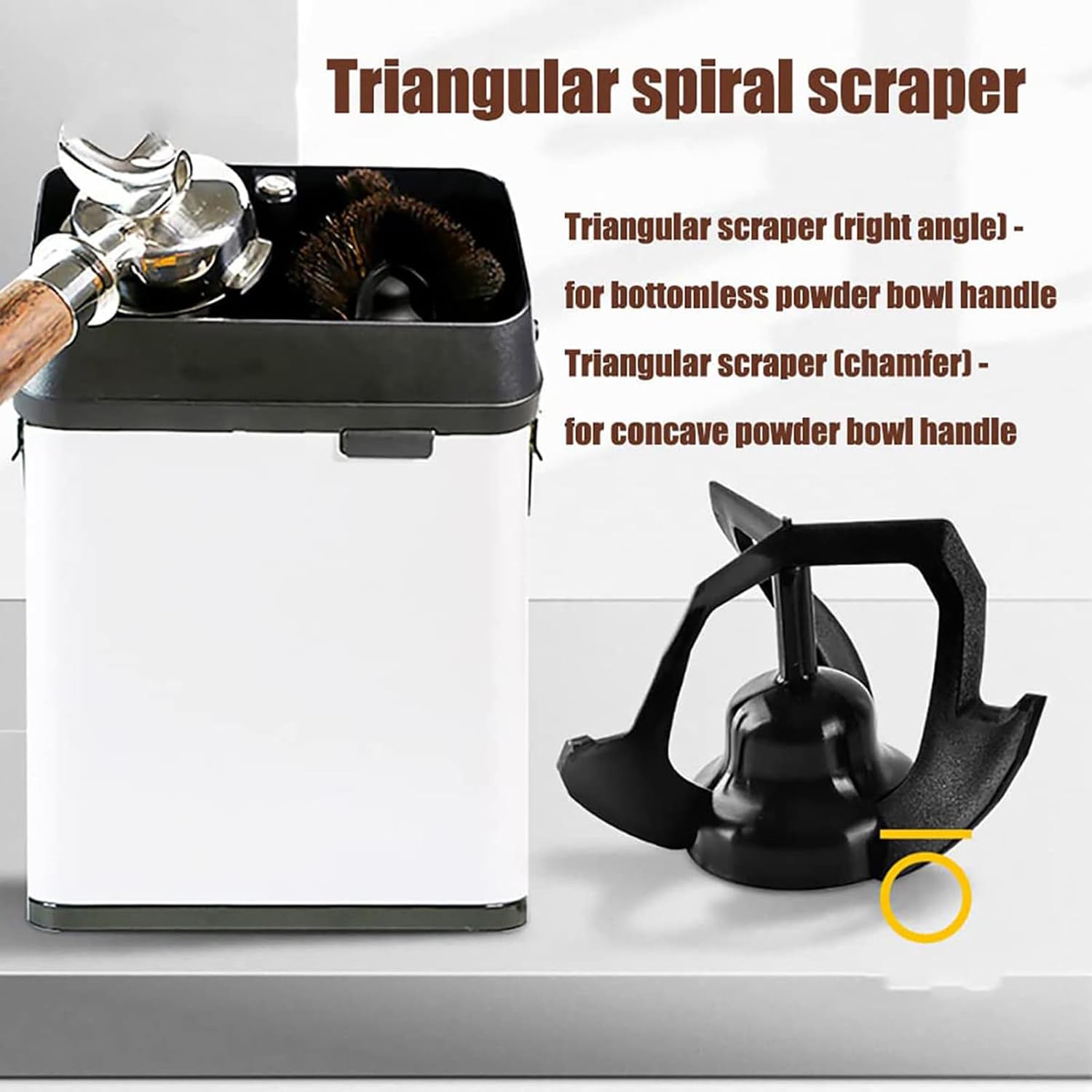 Electric Portafilter Cleaning Machine,Coffee portafilter Cleaner,Commercial Automatic Coffee Grounds Cleaner,with 2 Scrapers and 1 Brush Head (White)