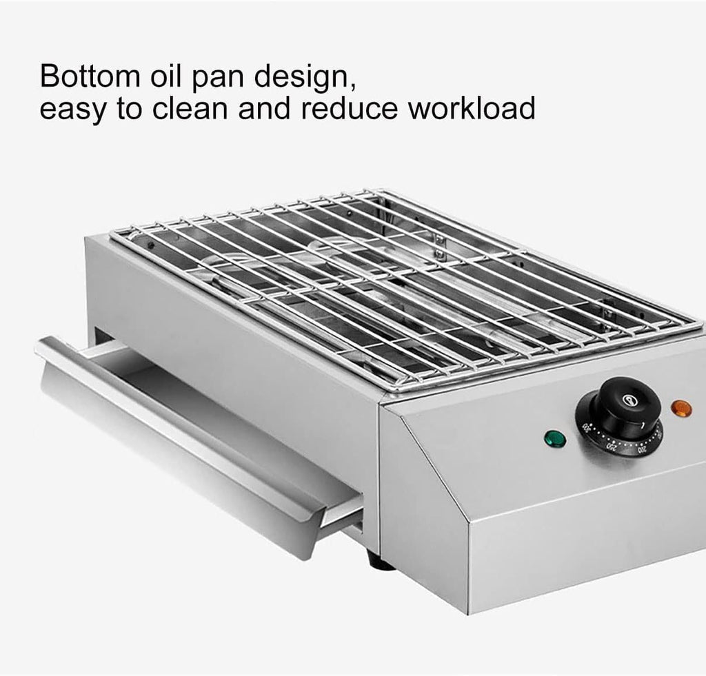 Portable Smokeless BBQ Grill Kebab Machine, 1800W Electric BBQ, Stainless Steel Barbecue Grill, Nonstick Coating, Temperature Control for Indoor Outdoor Picnic