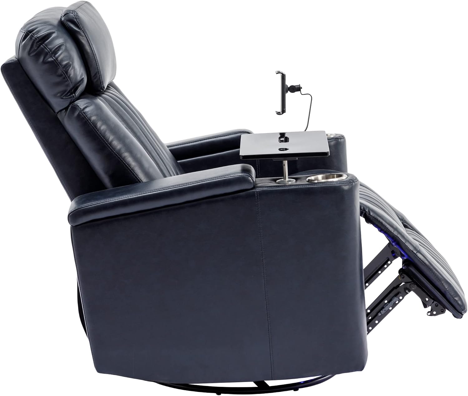 Recliner Chair, 270° Power Swivel Recliner Chair with 360° Swivel Tray Table and Cell Phone Holder, Cup Holder, Home Theater Seating with Hidden Arm Storage, Soft Living Room Chair (Blue/27)