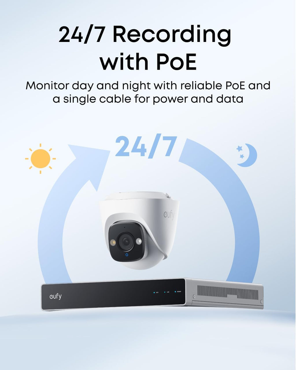 eufy PoE Turret Security Camera E41, NVR Wired Add On Cam, Requires eufy NVR,4K UHD, 24/7 Recording, Human/Vehicle/Pet AI Detection, Red and Blue Strobe, Plug and Play