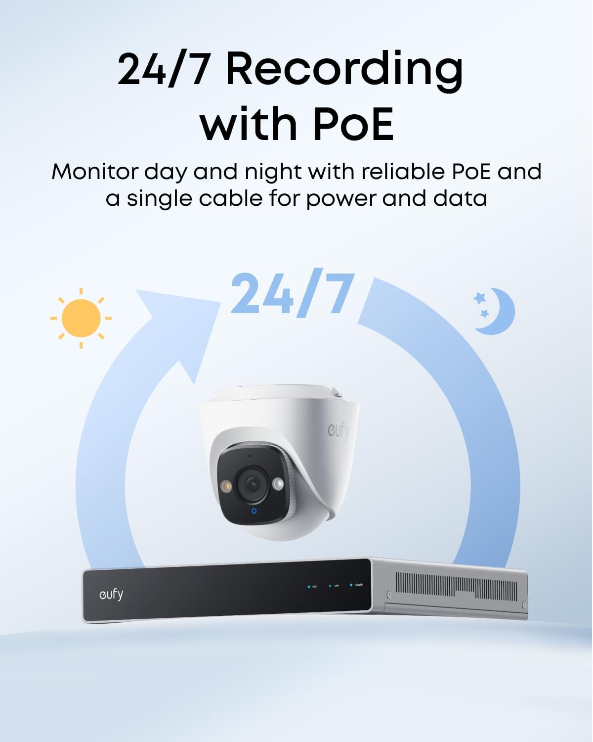 eufy PoE Turret Security Camera E41, NVR Wired Add On Cam, Requires eufy NVR,4K UHD, 24/7 Recording, Human/Vehicle/Pet AI Detection, Red and Blue Strobe, Plug and Play