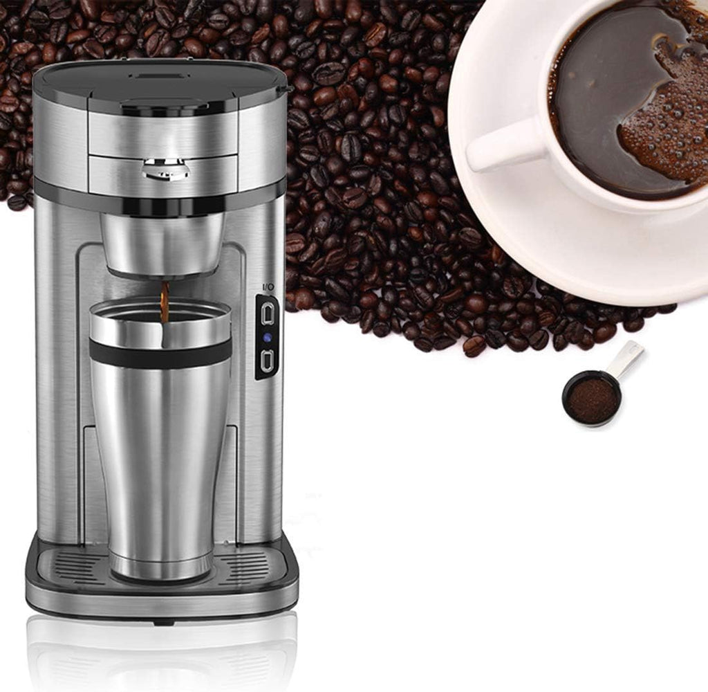 Coffee Machine Coffee Machine Filter Coffee Machine,Detachable Filter Automatic Coffee Makers for One Cup Stainless Steel 1300W