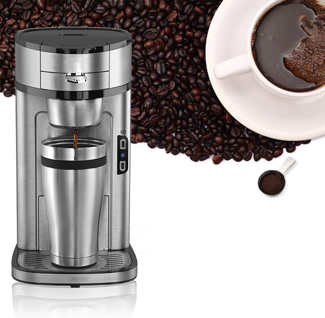 Coffee Machine Coffee Machine Filter Coffee Machine,Detachable Filter Automatic Coffee Makers for One Cup Stainless Steel 1300W