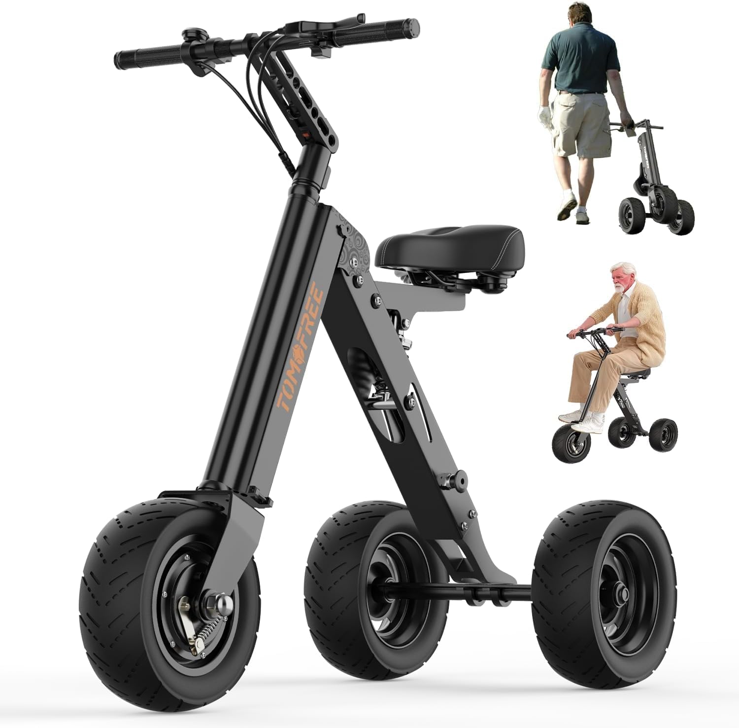 Mobility Scooters for Adults 3 Wheel Electric Scooter Folding Mobility Scooter with Seat 13MPH/15 Mile Range 400W Motor 10' Tires Reverse Function Lightweight & Compact for Seniors and Urban Travel