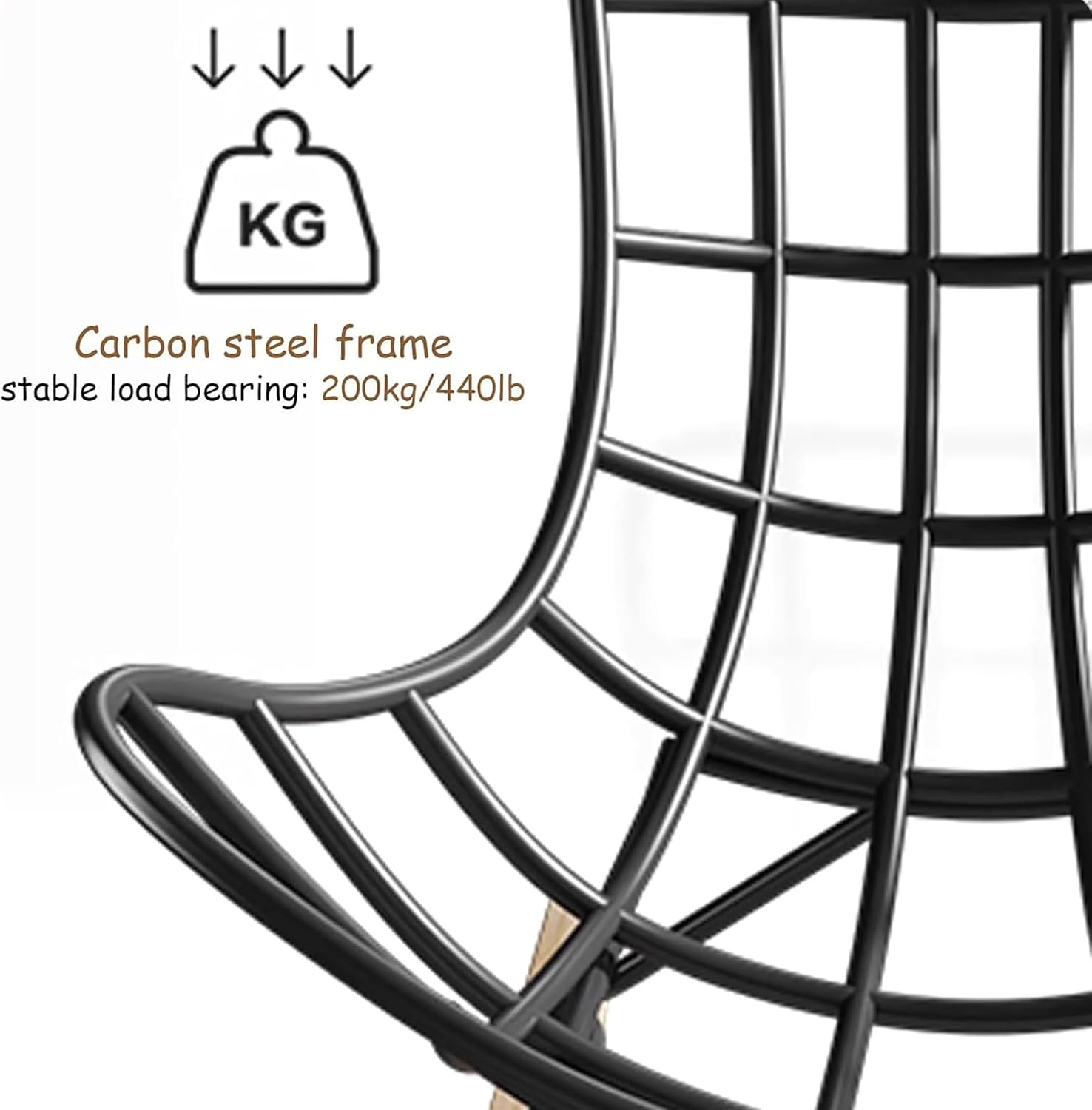 Oversized Rocking Chair for Nursery, Indoor Big Comfy Chair with High Back, 440lb Capacity Reclining Papasan Chair for Living Room (Brown)