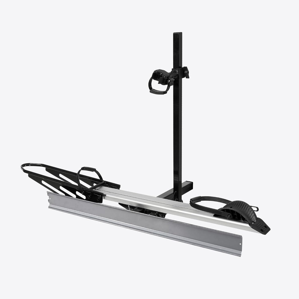 Bike Rack for Car Hitch Mount - Young Electric Single E-Bike Rack with Ramp, 100lb Capacity Ebike Rack Bicycle Carrier for Trucks, SUVs, RVs, Trailers