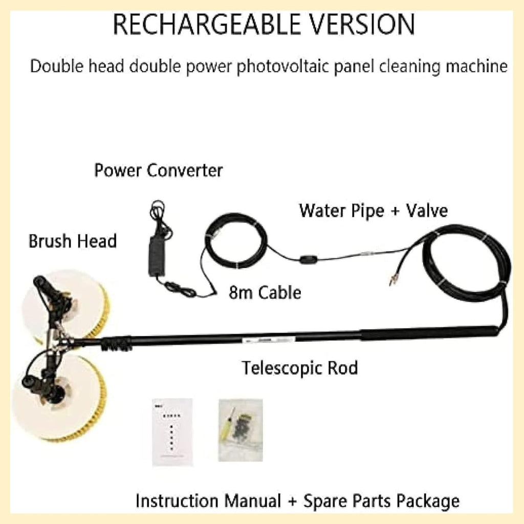 Special Roof Water Brush 7.5 M Solar Panel Cleaning Telescopic Pole, Electric Photovoltaic Panel Cleaner, Double Head Automatic Outdoor Cleaning Tools Window Cleaner