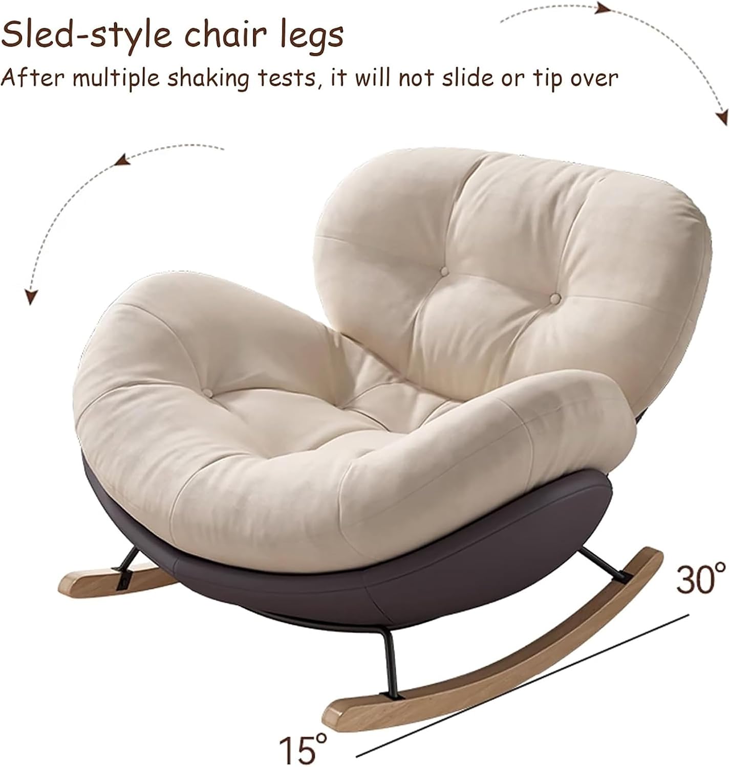Oversized Rocking Chair for Nursery, Indoor Big Comfy Chair with High Back, 440lb Capacity Reclining Papasan Chair for Living Room (Orange)