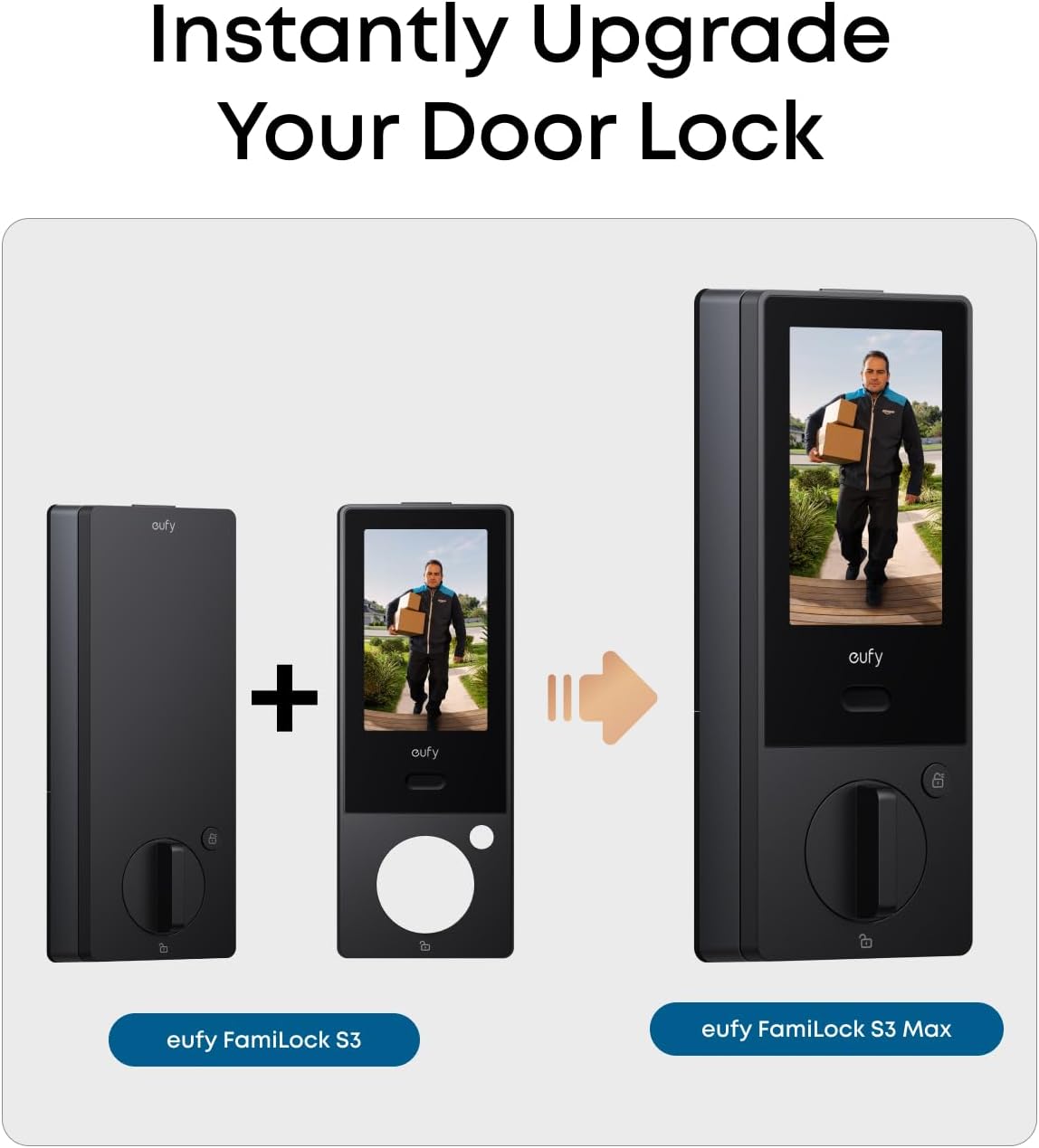 eufy Security Smart Lock FamiLock S3 with Palm Vein Recognition, Keyless Entry Door Lock for Front Door, Wi-Fi Keypad Deadbolt+ 2K HDR Doorbell Camera, 16 GB Built‑in Storage, BHMA 1, No Monthly Fee