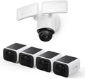 eufy Security S220 SoloCam 4-Cam Pack, Solar Charging, Wireless Outdoor Camera + eufy Security Floodlight Camera E340 Wired, 360° Pan and Tilt