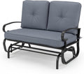 Tangkula Outdoor Swing Glider Chair, Patio Glider Bench for 2 Persons, Outdoor Rocking Loveseat with Steel Frame & Comfortable Cushions for Garden, Porch, Balcony, Poolside (Grey)