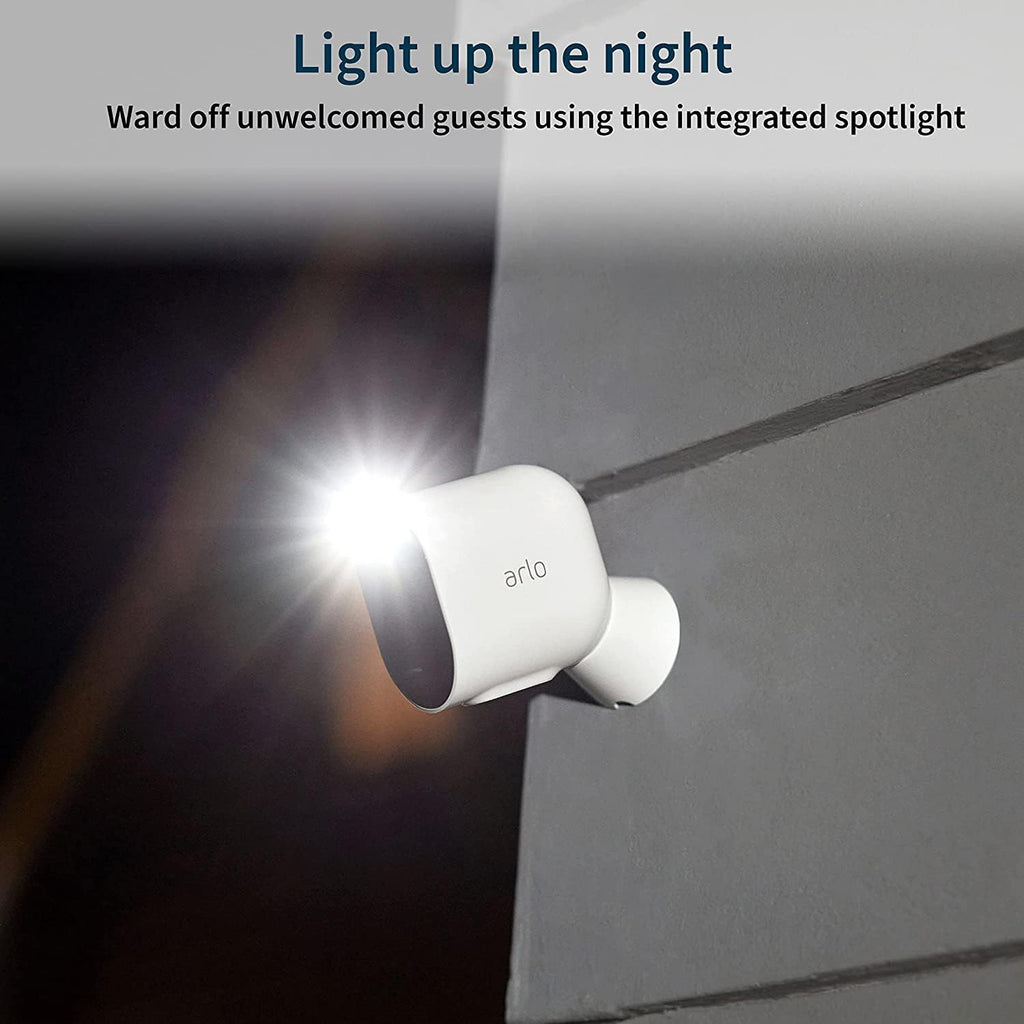 Arlo Pro 4 Spotlight Camera 4 Pack - Wireless Security, 2K Video & HDR, Color Night Vision, 2 Way Audio, Direct to WiFi No Hub Needed, VMC4450P (Renewed)