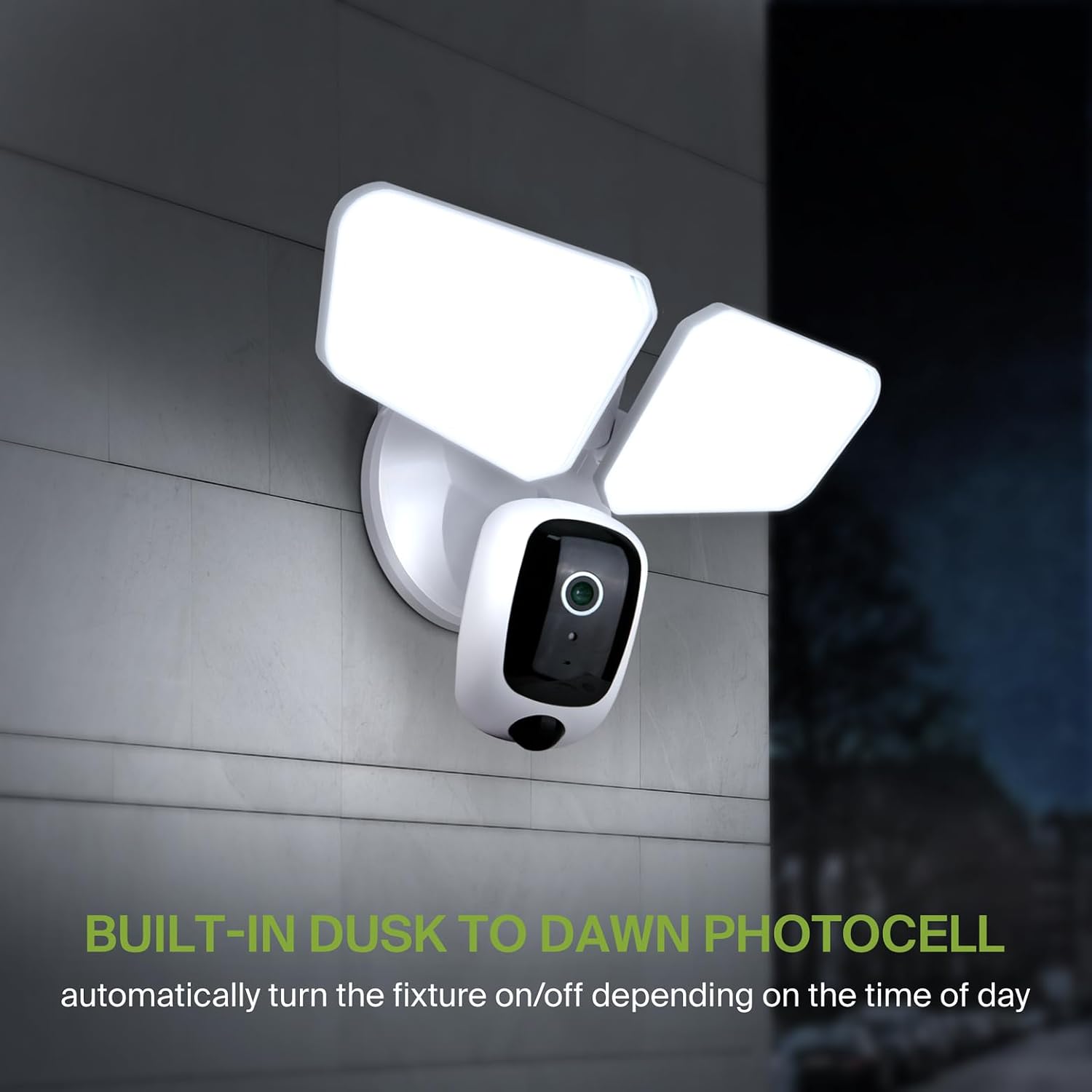 ASD Security Flood Light Camera Outdoor - Smart Floodlight Camera, 180° Motion Sensor Light, Works with Alexa & Google Assistant, 20W 120V 2700-5000K, Dusk to Dawn Lighting, UL, DLC Premium 6 Pack