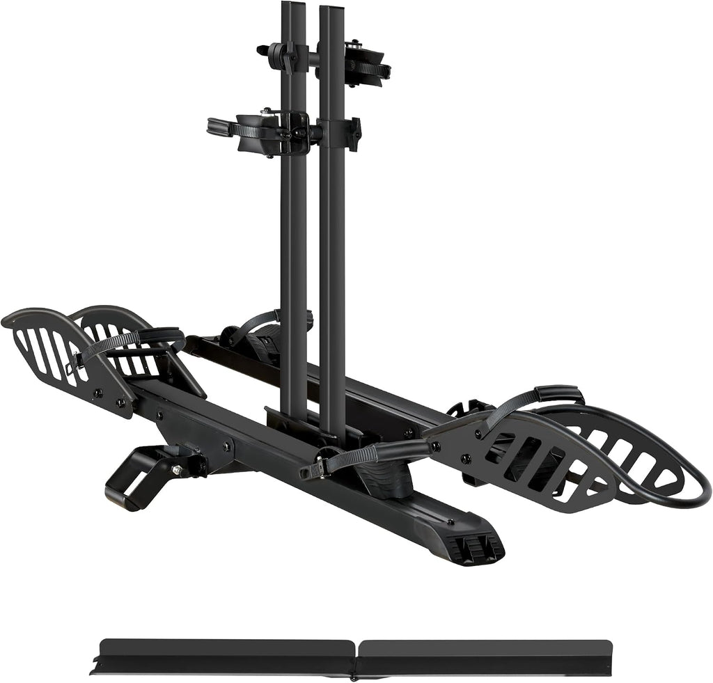 Young Electric Bike Rack with Ramp, 2 Ebike Racks Hitch Mount 200 lbs Capacity Electric Bicycle Carrier, Foldable Bike Rack Hitch for Car, Truck, SUV, Minivan, Up to 5 Inch Fat Tire for 2'' Receiver