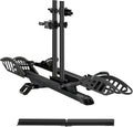 Young Electric Bike Rack with Ramp, 2 Ebike Racks Hitch Mount 200 lbs Capacity Electric Bicycle Carrier, Foldable Bike Rack Hitch for Car, Truck, SUV, Minivan, Up to 5 Inch Fat Tire for 2'' Receiver
