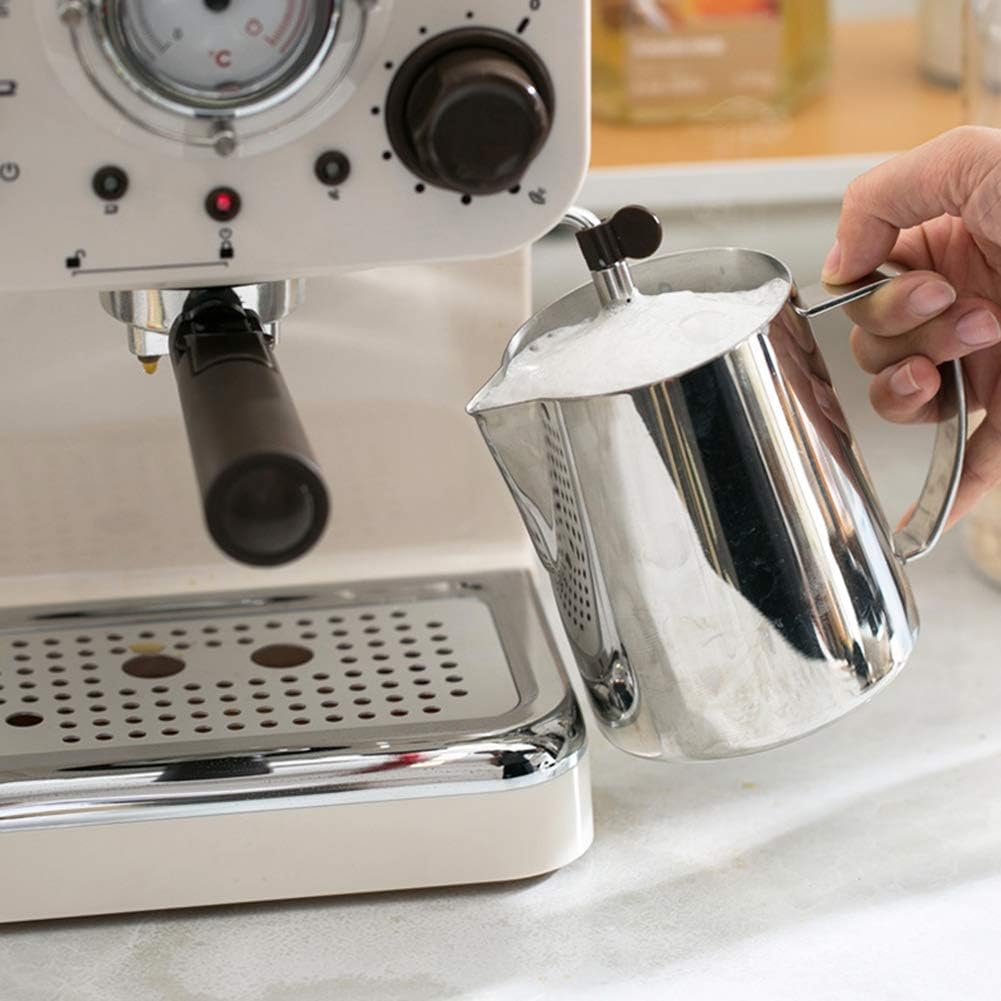 Coffee machine Coffee Machine Semi Aautomatic Espresso Machine 15Bar Coffee Maker Italian Double Temperature Control Steam Type Milk Foamer Retro White 220V Coffee Machines Home Kitchen