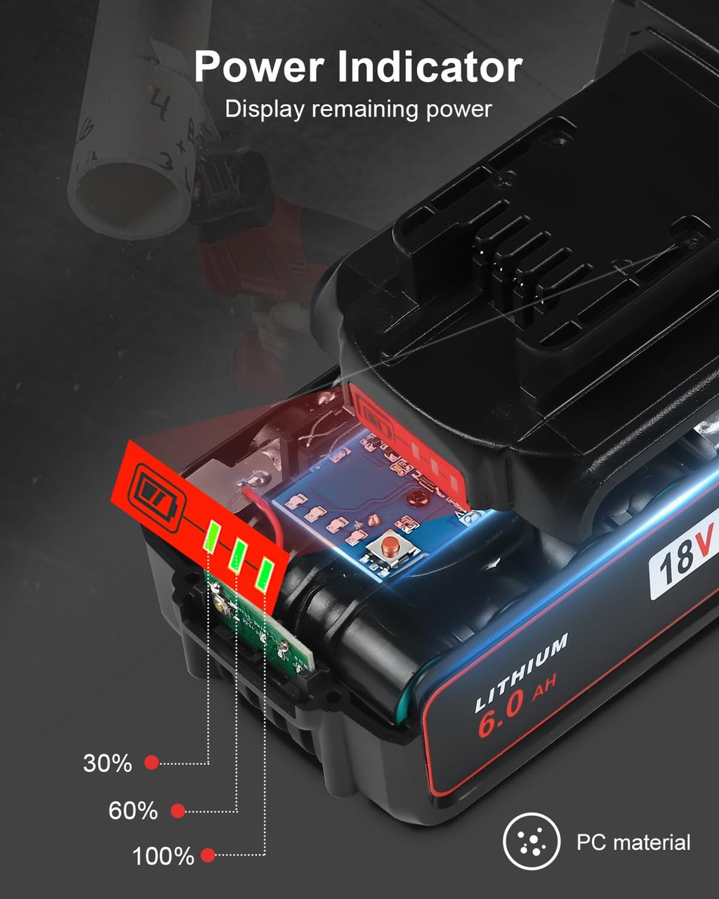 Aoasur 6packs 6.0Ah Replacement Battery Compatible with Milwaukee M -18 18v 6000mAh