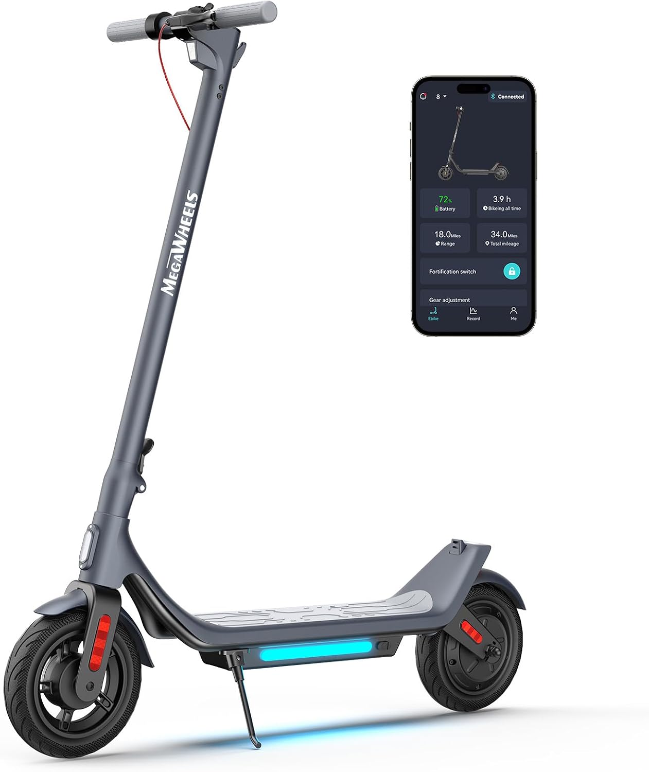MEGAWHEELS Electric Scooter for Adults with Suspension, 8.5/10in Vacuum Tires, 14/19/28/31Miles, 15MPH Max Speed, Turn Lights, Foldable Electric Scooter for Commuter