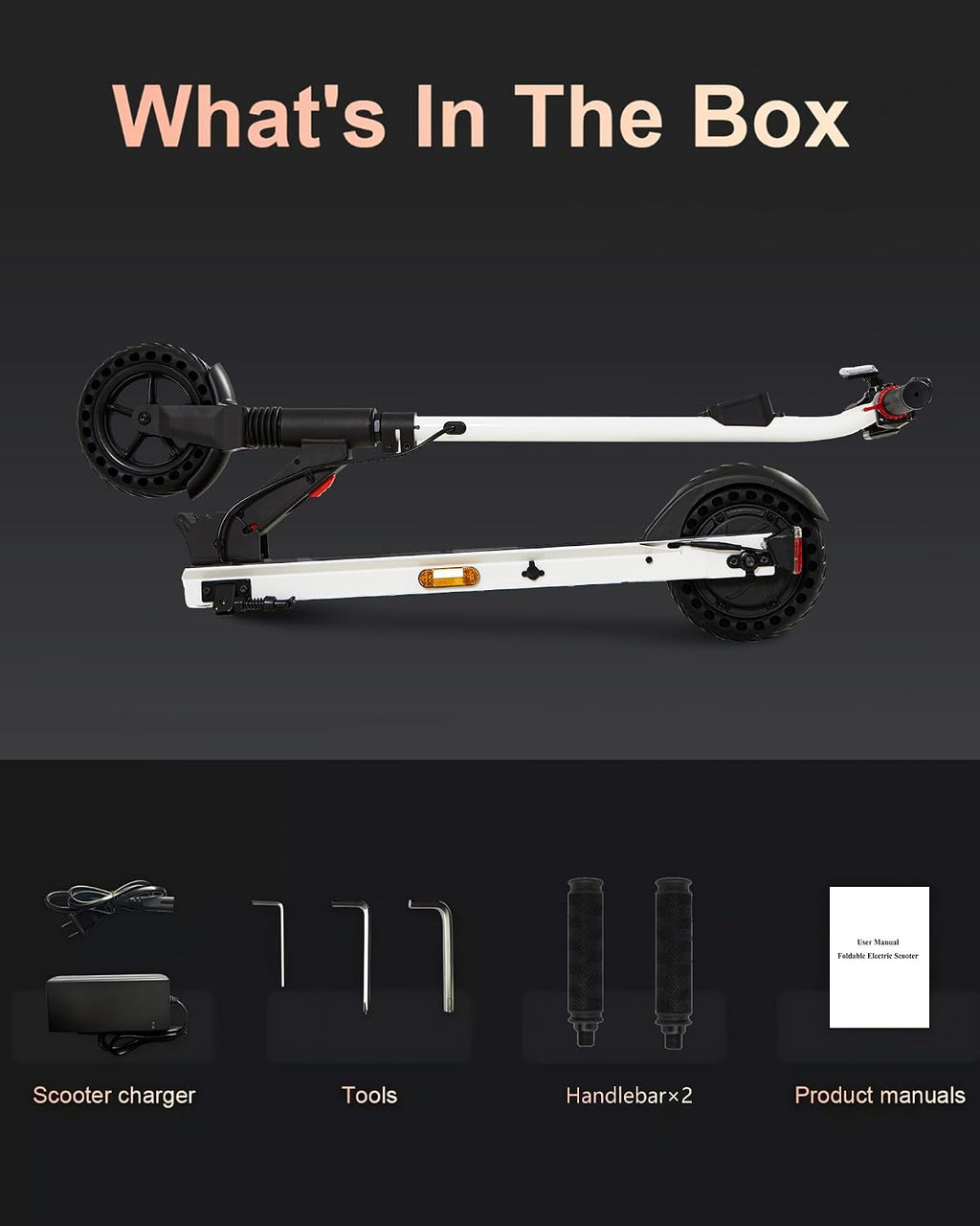 QnQ Electric Scooter 500W Peak Motor, 12 Miles Range & 15 MPH, 8' Flat-Free Tires, UL Certified, Foldable Electric Scooter for Adults, Teens and Big Kids