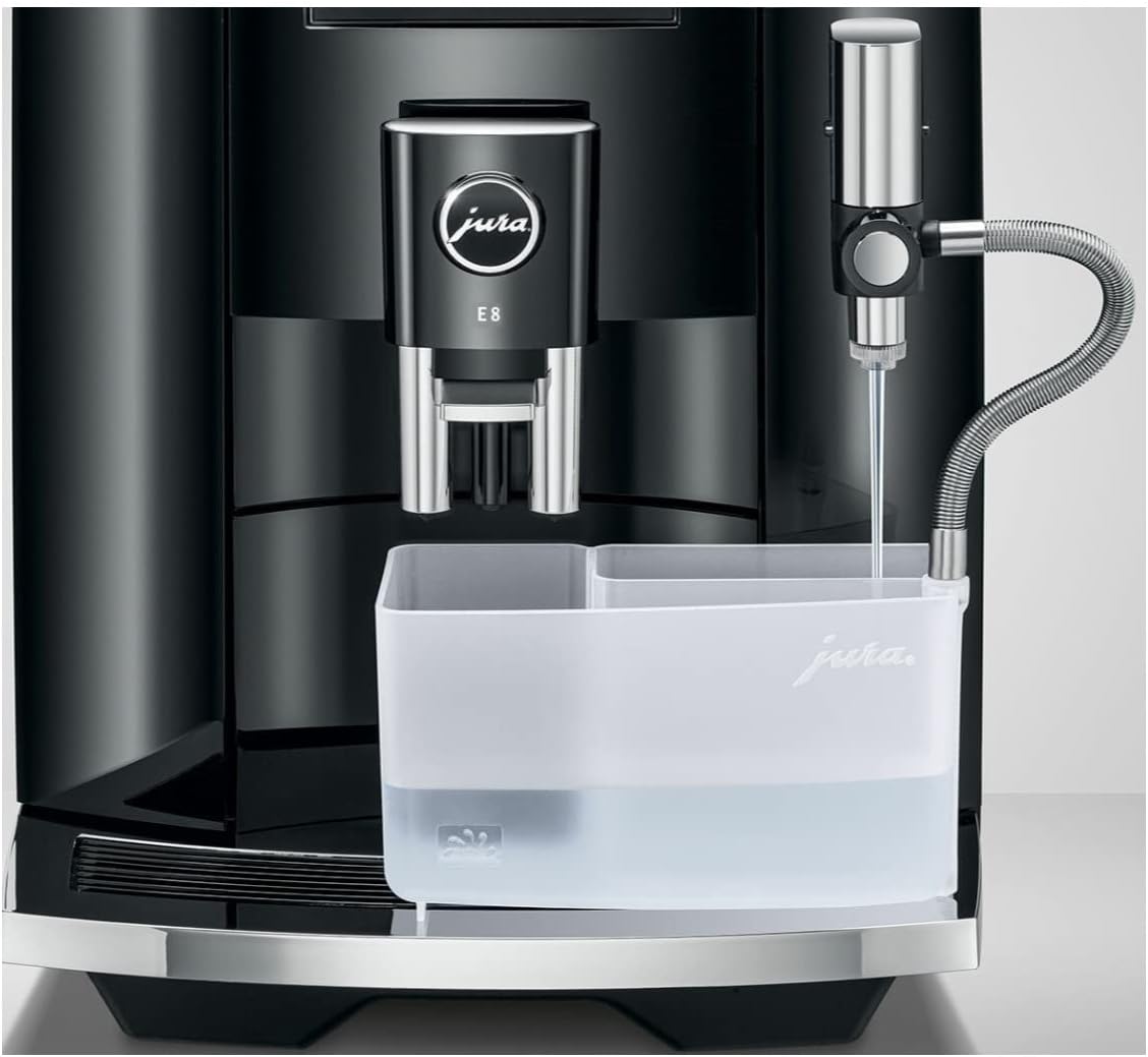 Jura E8 Automatic Coffee Machine with 17 Coffee Specialties, 3.5-Inch Color Display, and 3D Brewing Technology (Piano Black)