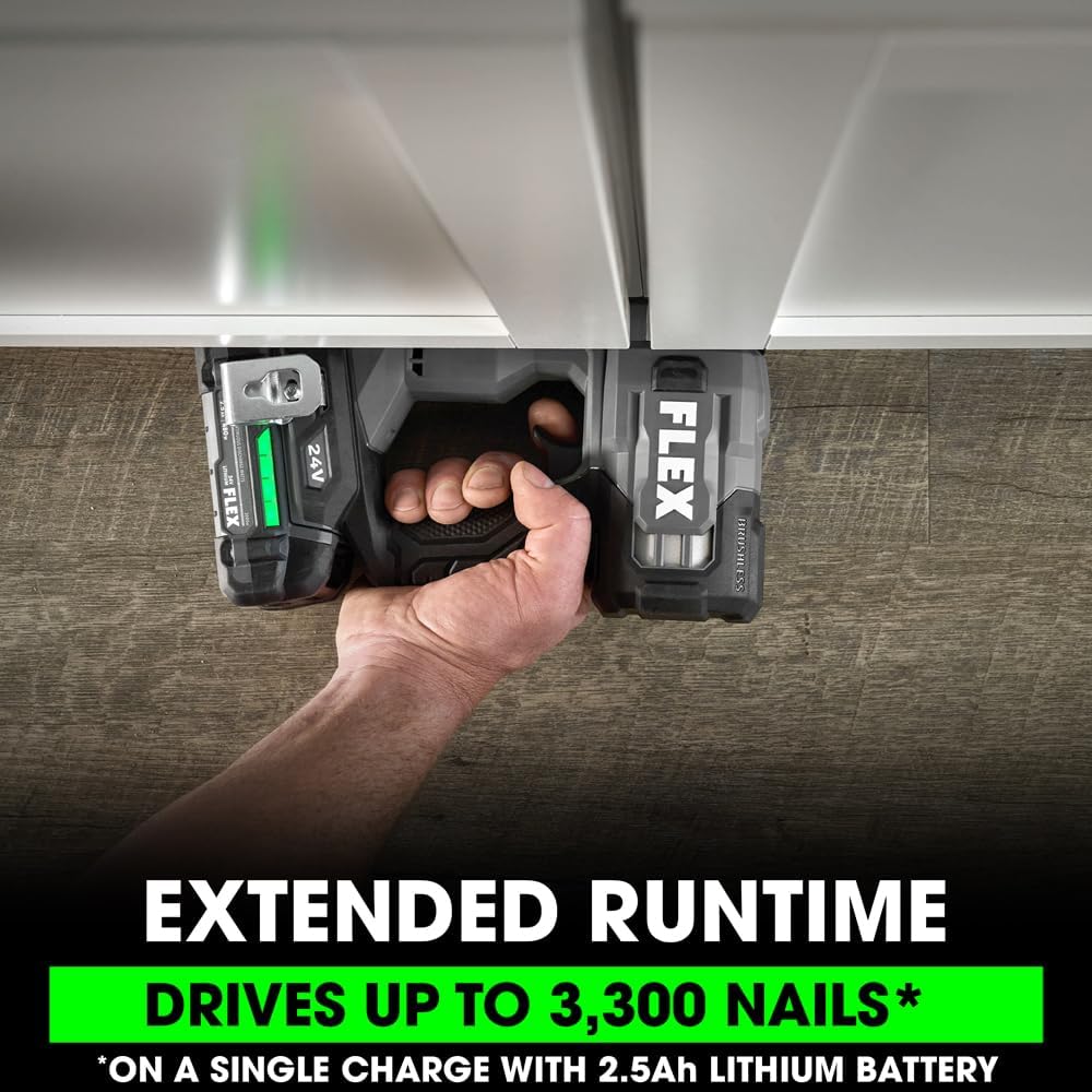 FLEX 24V Brushless Cordless 23-Gauge Pin Nailer Kit, Zero Ramp-up, Ideal for Delicate Trim and Molding, Lightweight w/ 2.5Ah Battery & 160W Fast Charger - FX4341-1A