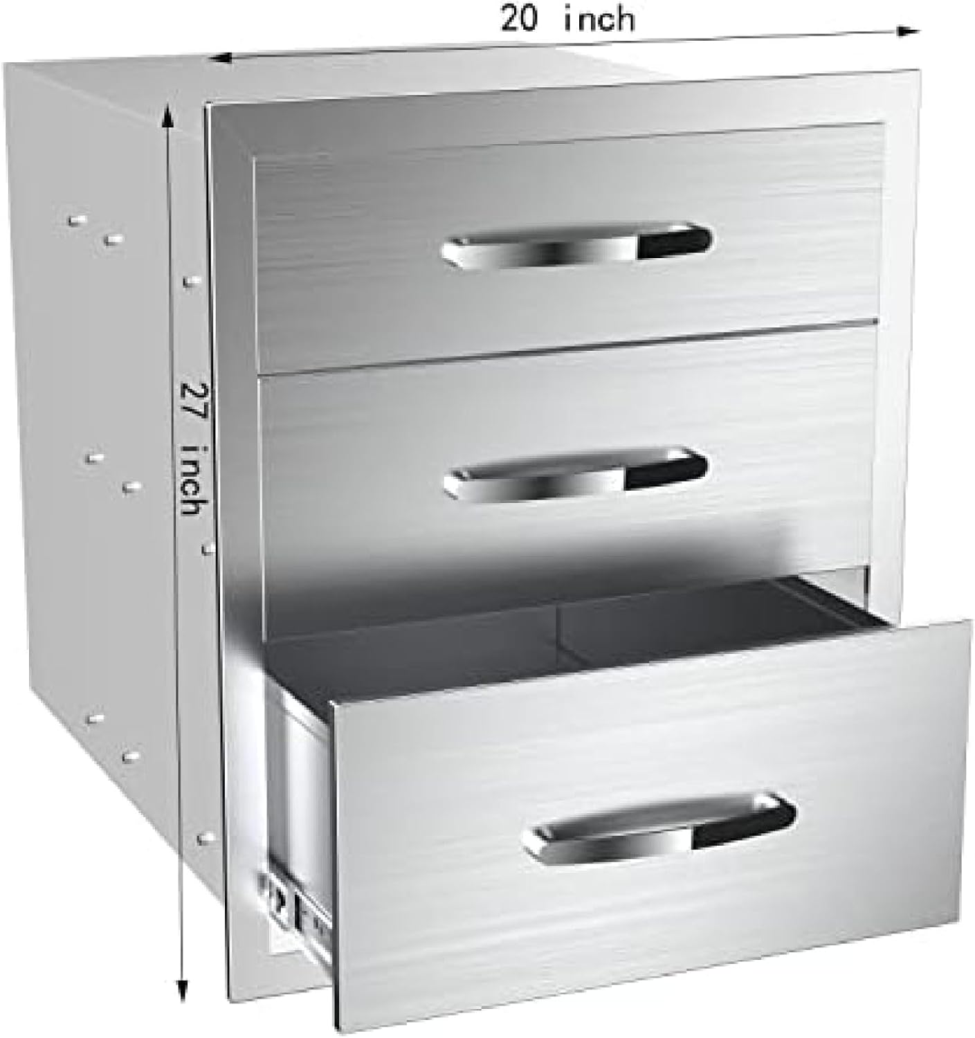 Outdoor Kitchen Drawer BBQ Drawer Outdoor Kitchen Access Drawers Horizontal- Stainless Steel Double Drawers for Outdoor Kitchen Grilling Station Or BBQ Island,20Wx23Dx27H