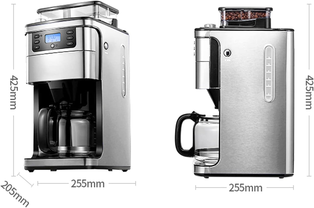 Coffee Machine Fully Automatic Espresso Machine Household Grinder Coffee Machine, Bean Powder Coffee Machine, Drip Coffee Maker, 1500Ml Large Capacity, 24H Appointment