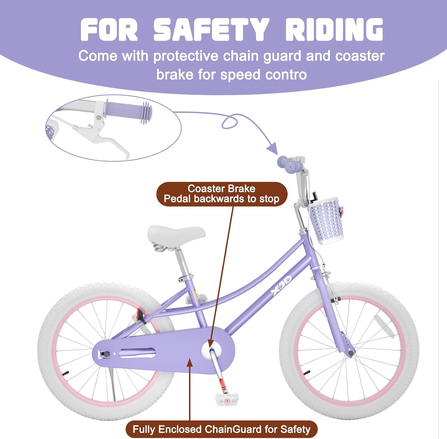 XJD Girls Bike for 2-12 Years Old Kids 12 14 16 20 Inch Toddler Bike,Retro Style Kids Bike with Training Wheels, 20 Inch Girl Bicycle with Kickstand