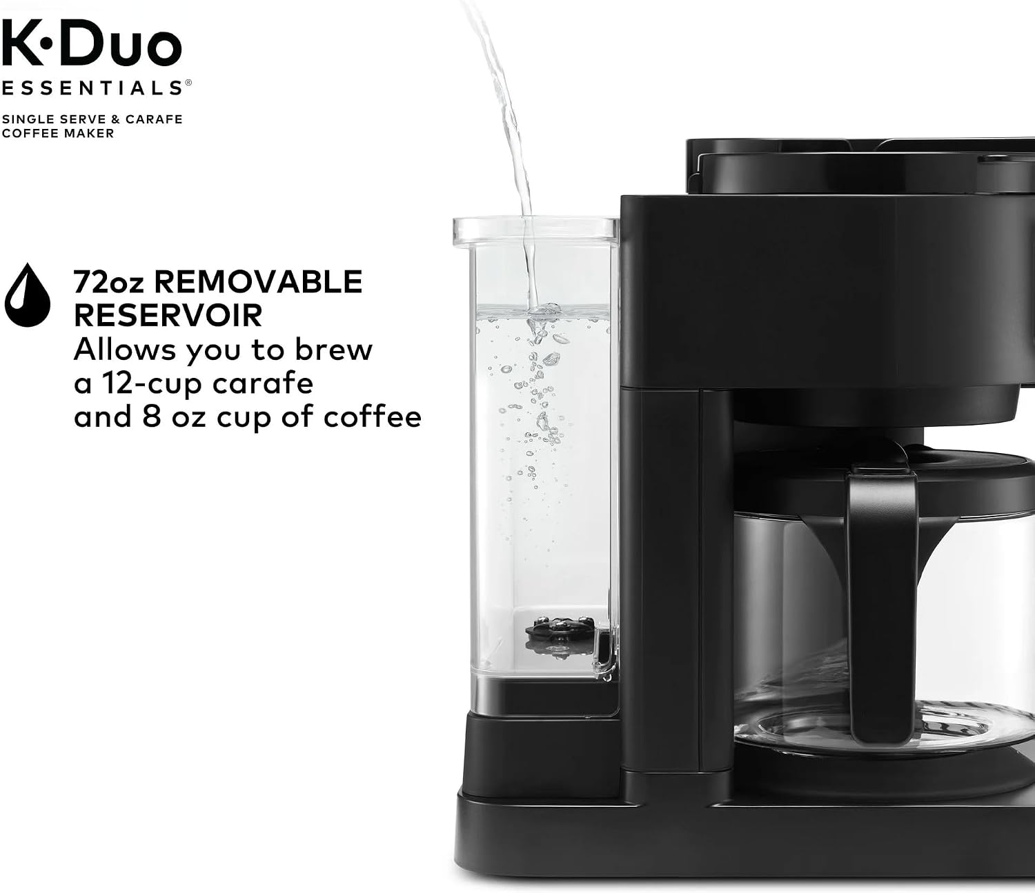 Hot & Iced Single-Serve Kcup Pod Coffee Maker with 12-Cup Carafe, 72oz Water Reservoir, Brew Over Ice, Strong Brew, Multiple Sizes, Programmable, Compact Coffee Machine for Home & Office (Black)