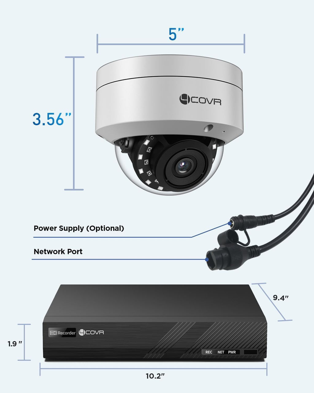 4COVR PoE Security Camera System, 8X 5MP IK10 Vandal-Proof IP67 Dome IP Camera with Audio, 8CH 4K NVR 2TB HDD, AI Human Vehicle Detection & Night Vision, 24/7 Home Recording, LY54AX5M0808