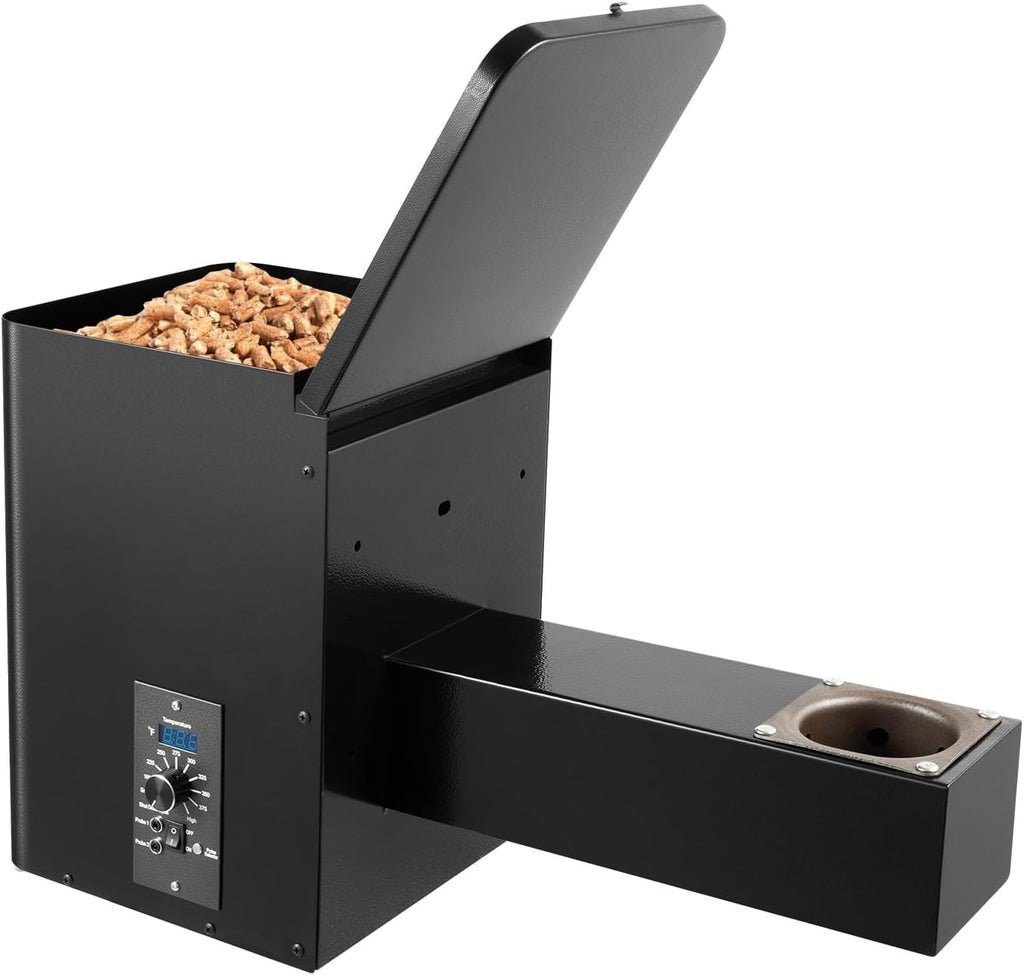 Pellet Smoker Hopper Kit,Vertical Pellet Hopper Assembly,250w Electric Wood Pellet Grill with Digital Temperature Controller for BBQ Smoke Bake（180℉ to 500℉）