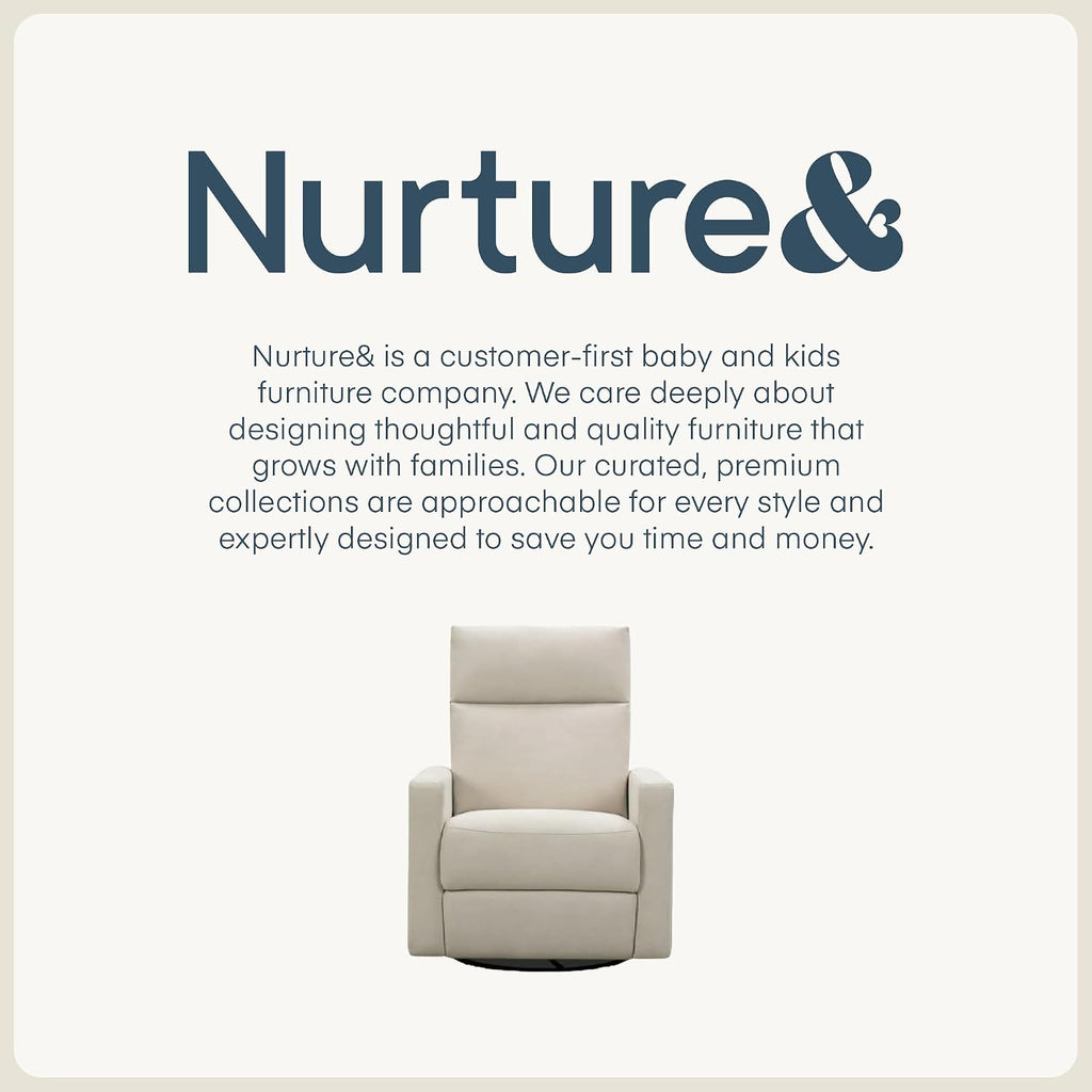 Nurture& The Glider Plus - Premium Nursery Power Recliner | Swivel Chair with Adjustable Head Support and Adjustable Lumbar Support | Built-in USB - The Ultimate Comfort for Nursing, Relaxing (Ivory)