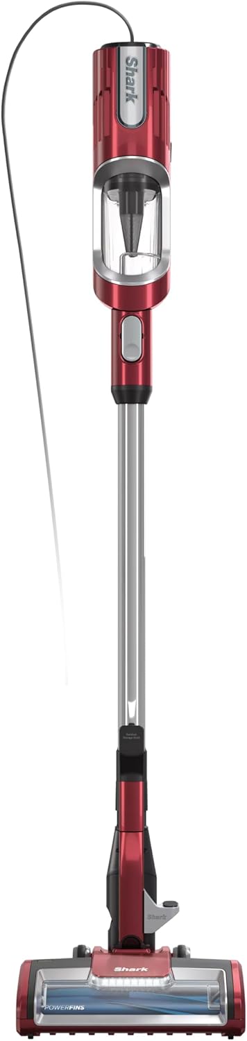 Shark HZ602 Ultralight Pet Pro Corded Stick Vacuum with PowerFins & Self-Cleaning Brushroll, Perfect for Pets, Converts to Hand Vacuum, Pet Power Brush, Crevice & Upholstery Tools, Comet Red