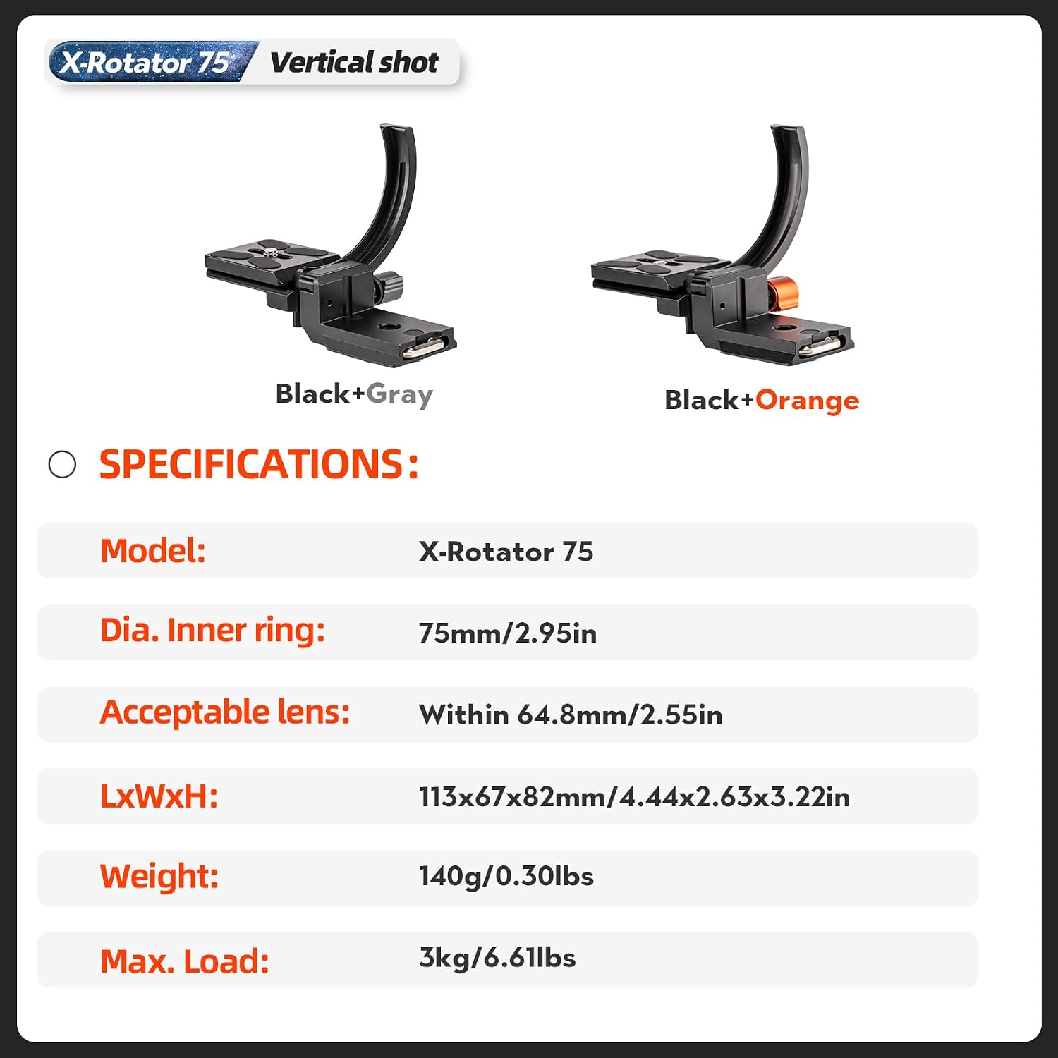 Fotopro 57inch Carbon Fiber Tripod Bundle with Rotatable Collar Tripod Lens Mount Rings