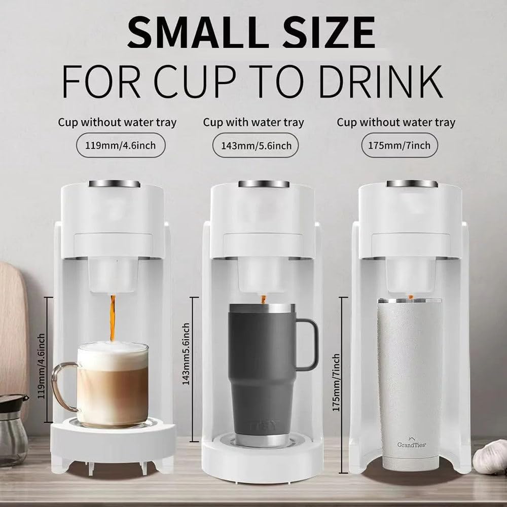 Espresso Machine, Single-Serve Coffee Maker, Mini Capsule Coffee Machine with 12oz Water Tank, for K-cup Capsules, One-touch Switch, Cappuccino And Latte Machine Maker For Home,White