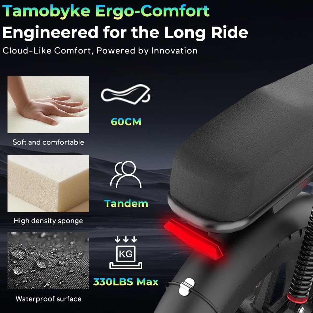 Tamobyke Premium T73 Series Electric Bike for Adults,48V15Ah/36Ah/41Ah Large Battery,1000W/1500W/3000W Powerful Motor, 28/33/37.5Mph Max Speed,20''*4'' Fat Tire E-Bike for Commute/Off-Road. Age 15+.