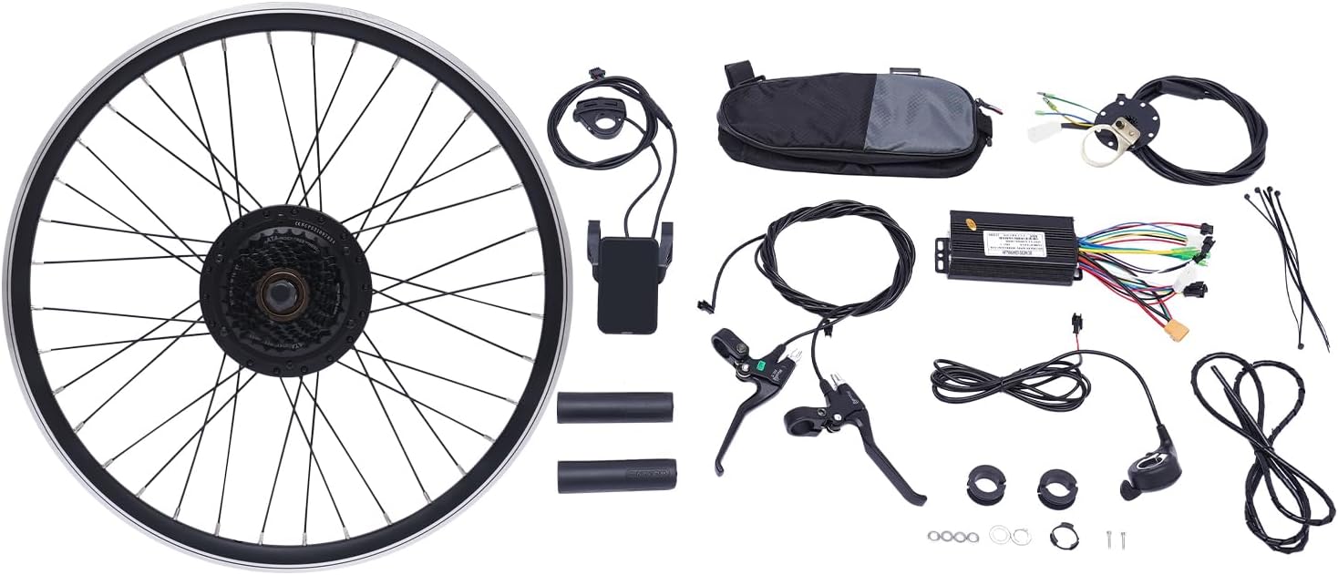 Electric Bike Conversion Kit 24'' Rear Wheel 36V 500W E-Bike Conversion Kit Dual Mode Controller 5 Speed Adjustable E-Bike Cycling Hub Conversion Kit, Black