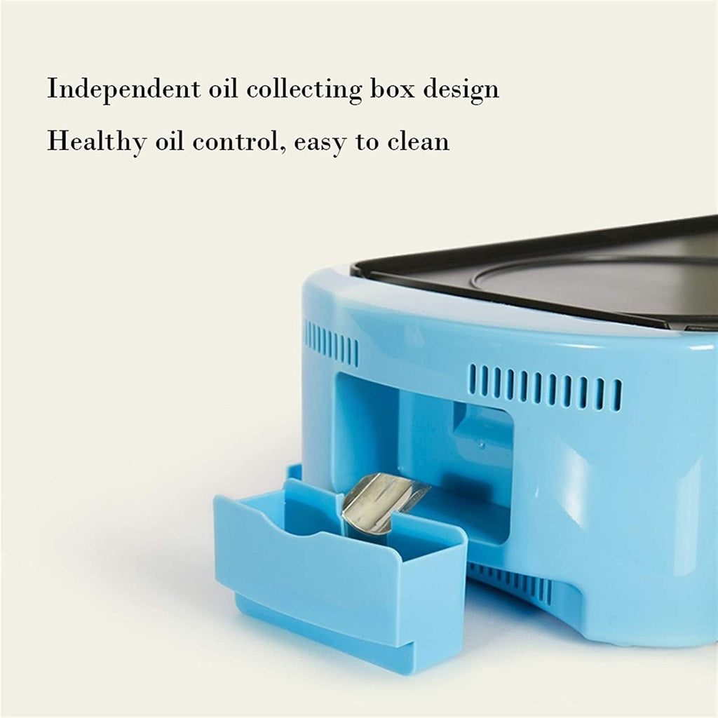 Electric BBQ Grill Indoor Portable Electric Grill, Indoor Hot Pot Chafing Dish Electric Barbecue Grill Non-stick Baking Tray Skewers, Large Capacity Household Multifunctional (Color : Blue)