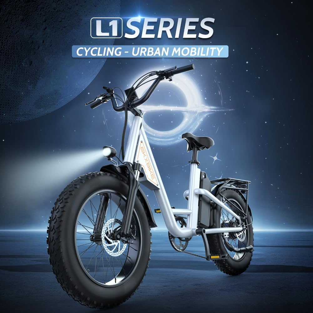 EKXBIKE T1 Electric Bike for Adults 48V 20AH Lithium Battery 1000W Off Road Snow Urban Commuter Electric Bicycle, 30MPH,Shamano 7-Speed, 20' Fat Tire Electric Dirt Bike for Adults