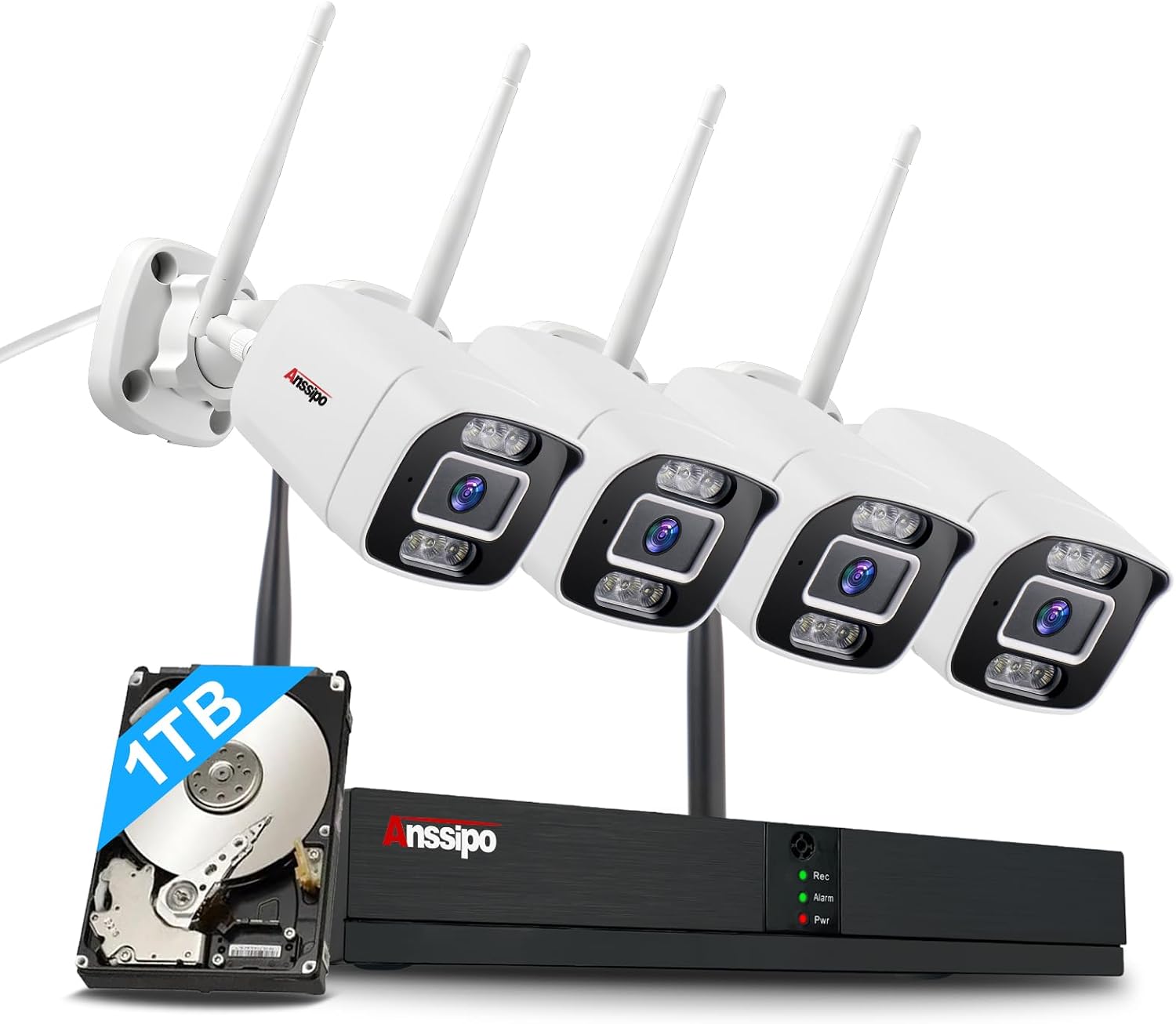 5MP WiFi Security Camera System Outdoor, Expandable 8CH 5MP NVR, Corded Electric Power Home Cameras, 24/7 Continuous Recording, 1TB Hard Drive, 2 Way Audio, AI Detection, Color Night Vision