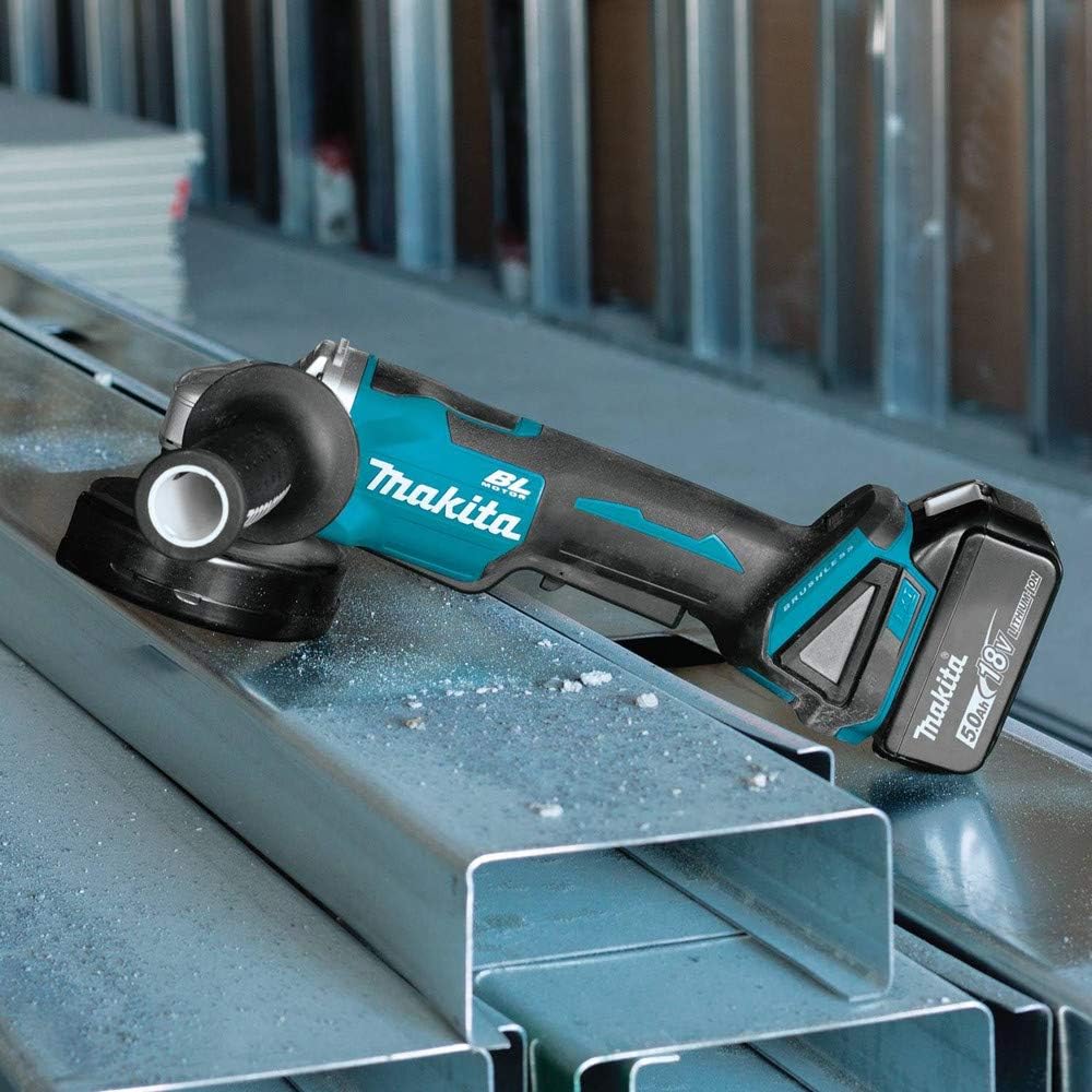 Makita XAG11T 18V LXT® Lithium-Ion Brushless Cordless 4-1/2' / 5' Paddle Switch Cut-Off/Angle Grinder Kit, with Electric Brake (5.0Ah)