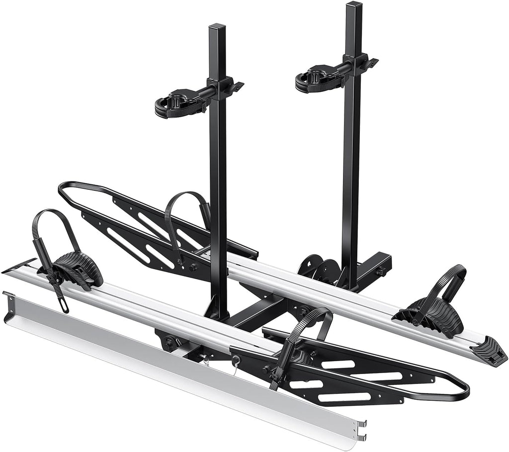 Young Hitch Mount Bike Rack with Ramp, 200 lbs. Capacity for 2 E-Bikes, Fat Tire and Standard, fits Cars, SUVs, RVs, Trailers with 2 Inch Receiver