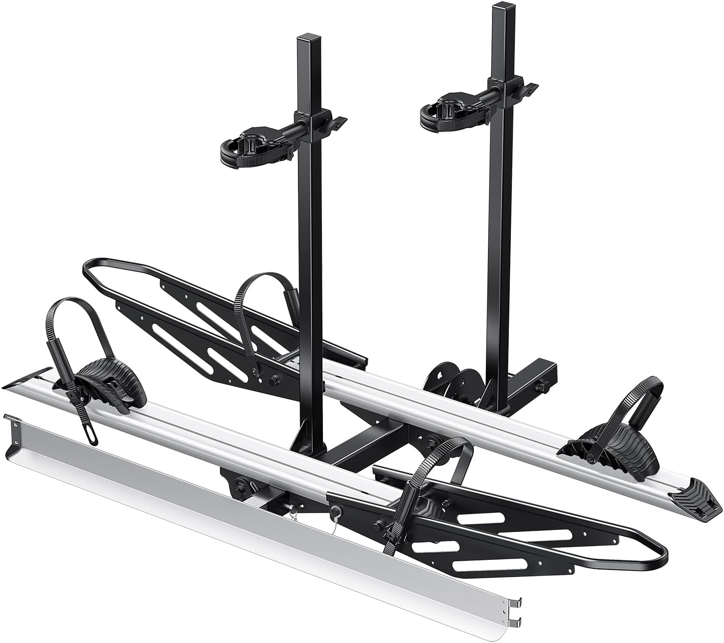 Young Hitch Mount Bike Rack with Ramp, 200 lbs. Capacity for 2 E-Bikes, Fat Tire and Standard, fits Cars, SUVs, RVs, Trailers with 2 Inch Receiver