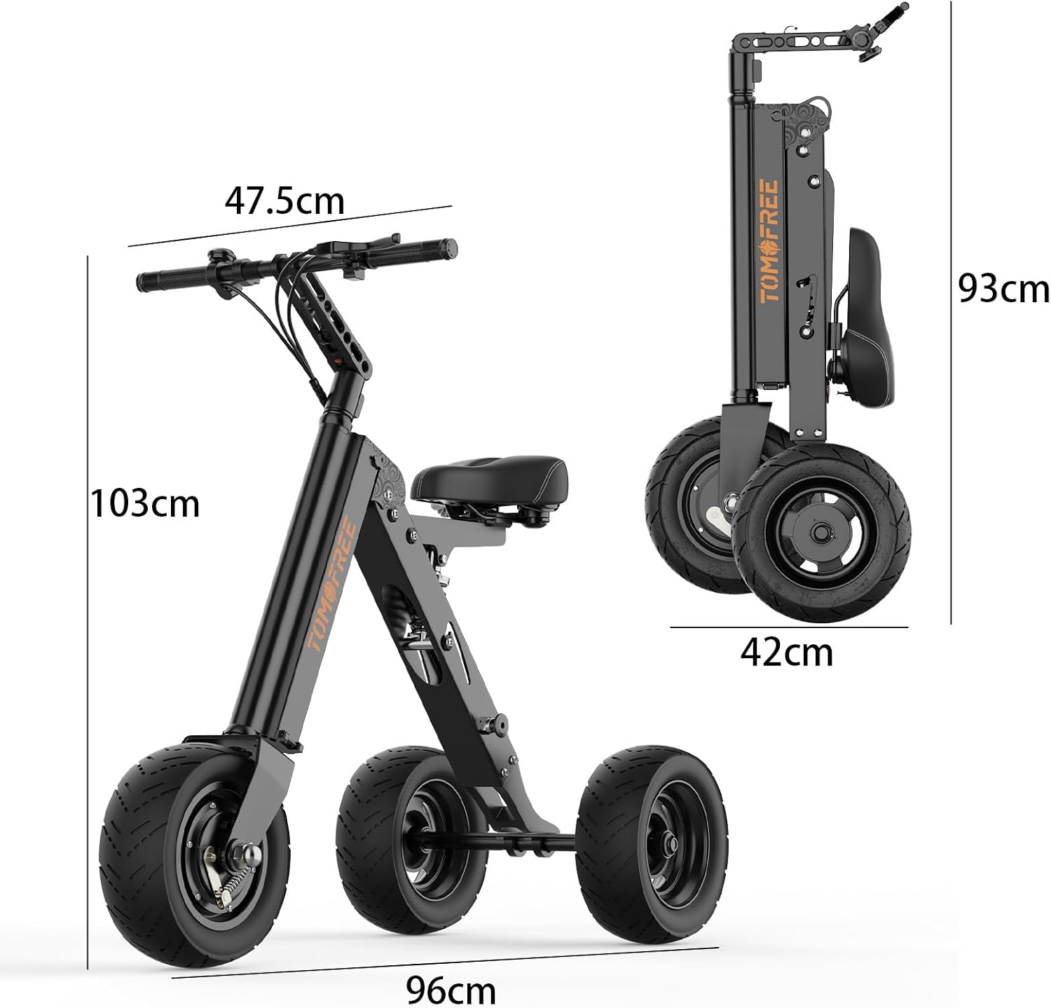 Mobility Scooters for Adults 3 Wheel Electric Scooter Folding Mobility Scooter with Seat 13MPH/15 Mile Range 400W Motor 10' Tires Reverse Function Lightweight & Compact for Seniors and Urban Travel