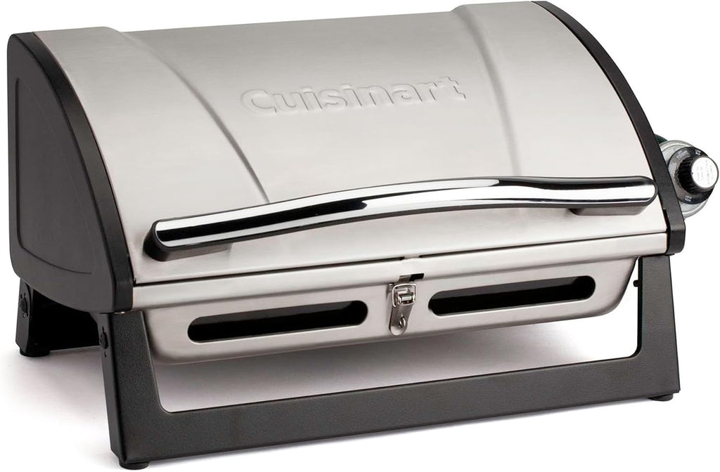 Cuisinart CGG-059A Grillster 8,000 BTU Portable Propane Tabletop Gas Grill & CCB-5014 BBQ Grill Cleaning Brush and Scraper, 16.5', Stainless Steel, 16. 5