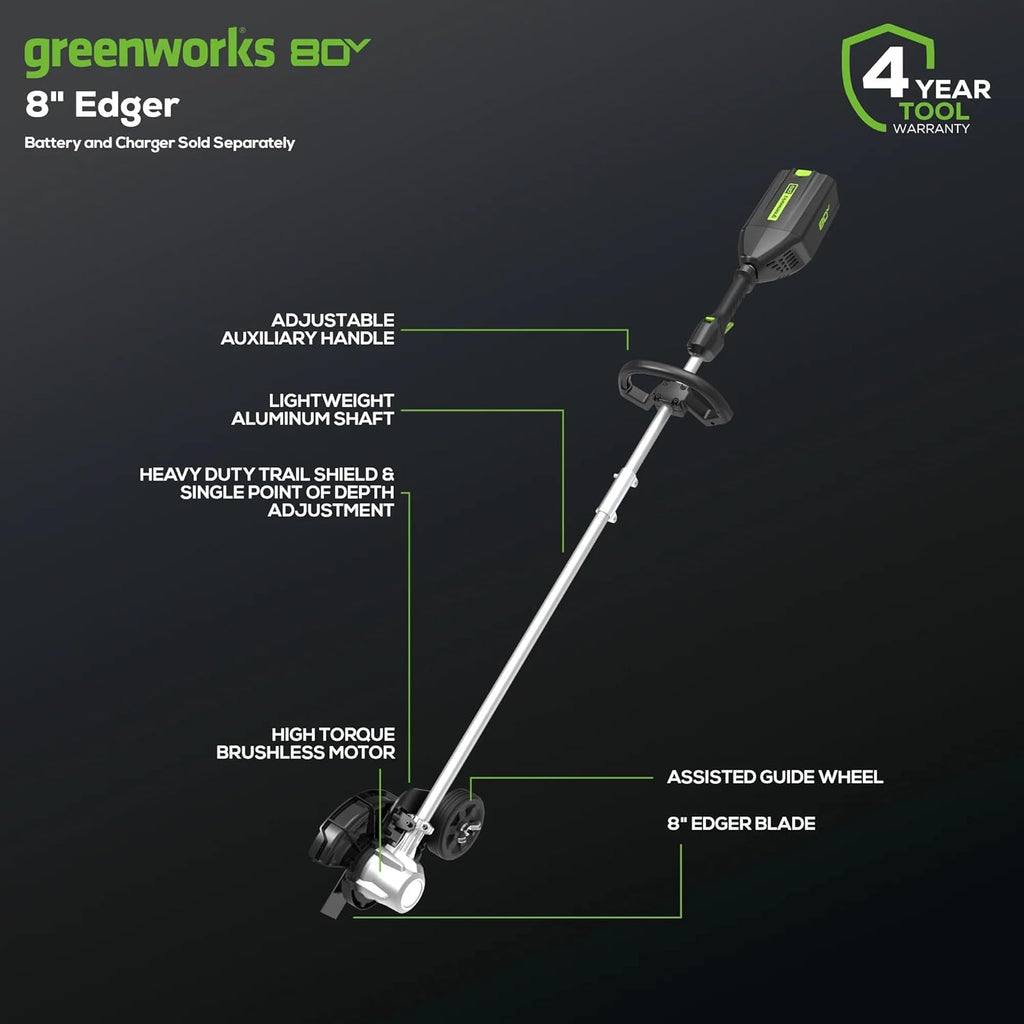 Greenworks Pro 80V 8 inch Brushless Edger, Battery Not Included ED80L00