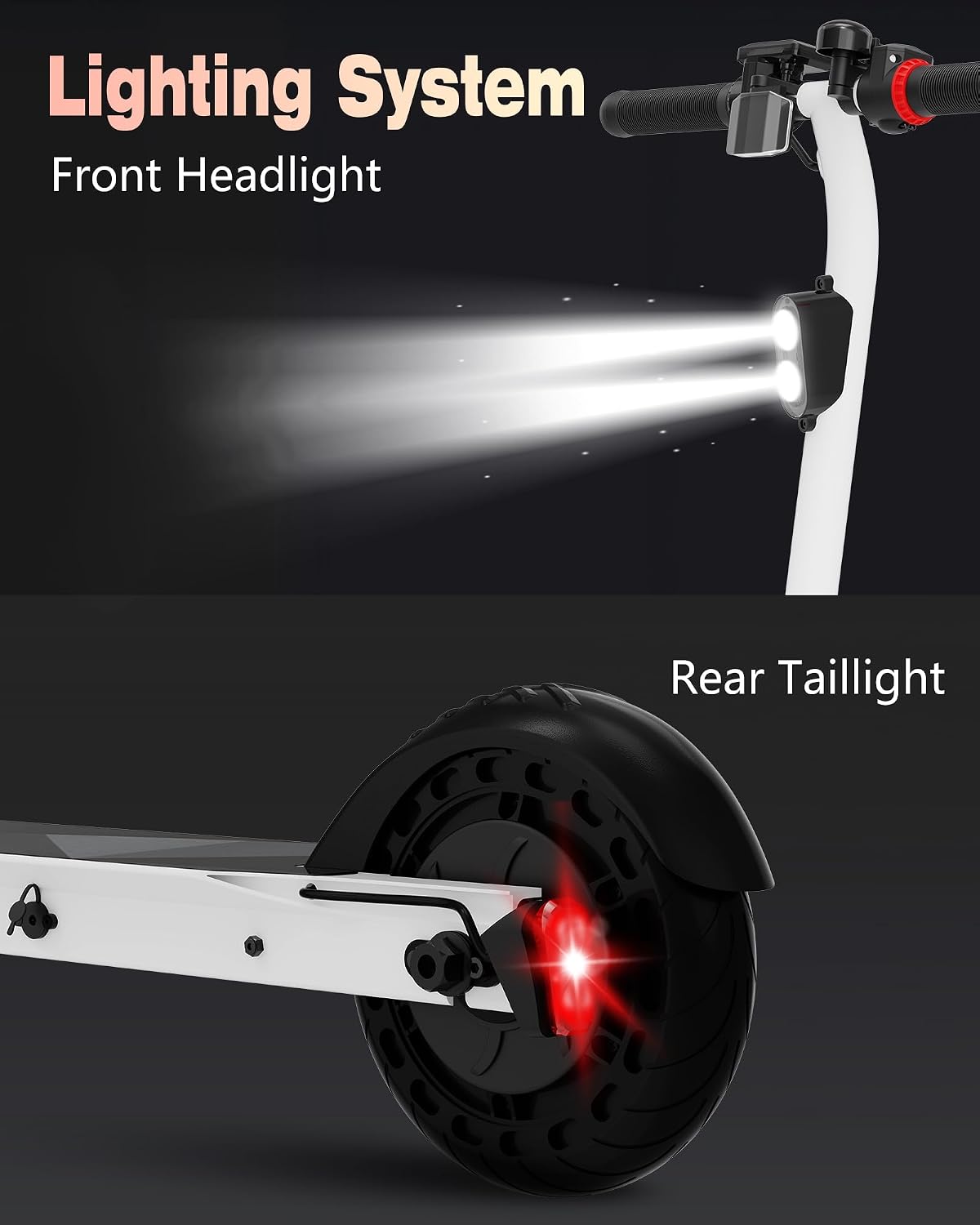 QnQ Electric Scooter 500W Peak Motor, 12 Miles Range & 15 MPH, 8' Flat-Free Tires, UL Certified, Foldable Electric Scooter for Adults, Teens and Big Kids
