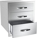Stainless Steel Double Drawers for Outdoor Kitchen Grilling Station - Horizontal, 14Wx23Dx21H