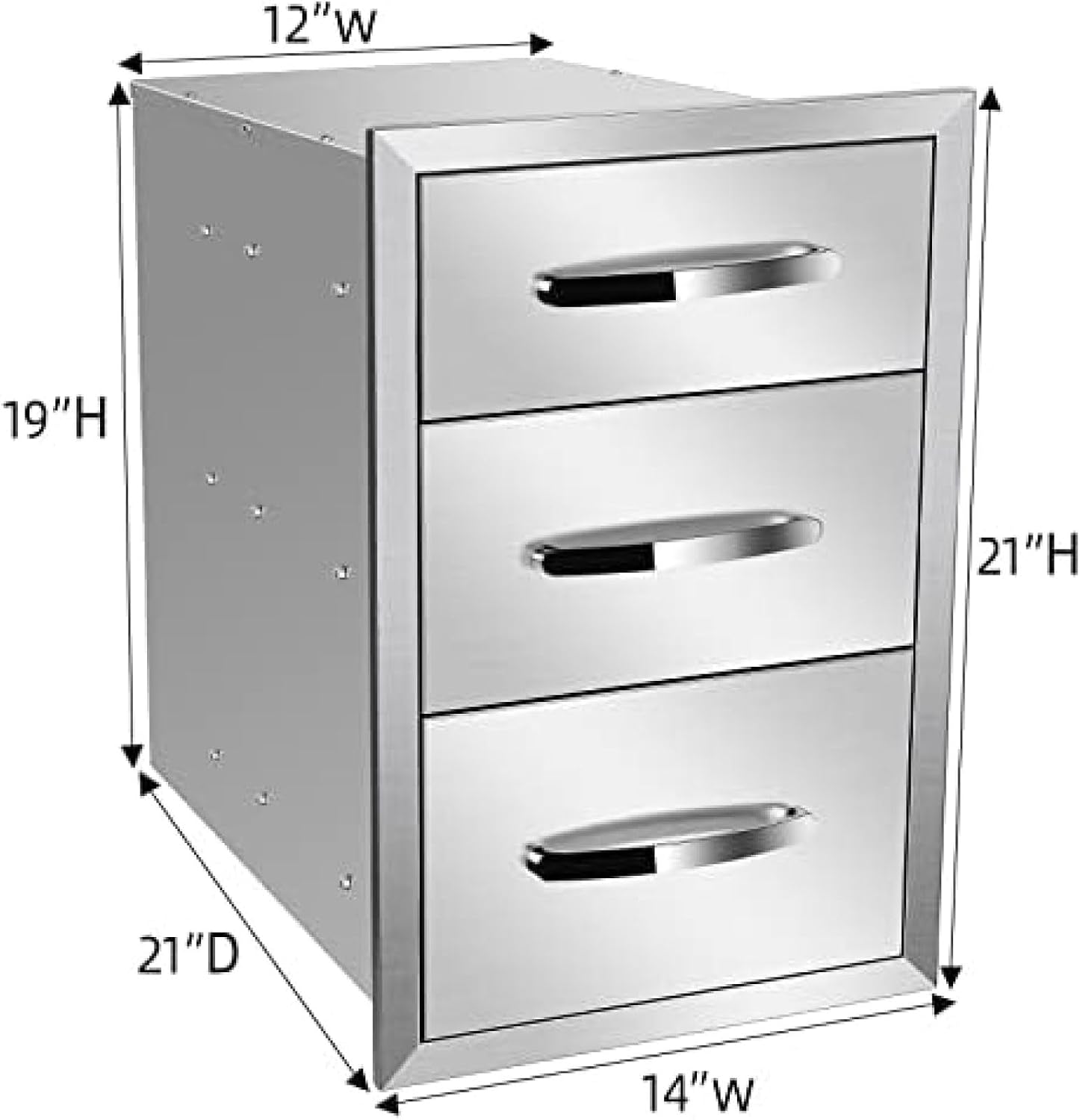 Outdoor Kitchen Drawer BBQ Drawer Outdoor Kitchen Access Drawers Horizontal- Stainless Steel Double Drawers for Outdoor Kitchen Grilling Station Or BBQ Island,14Wx21Dx21H