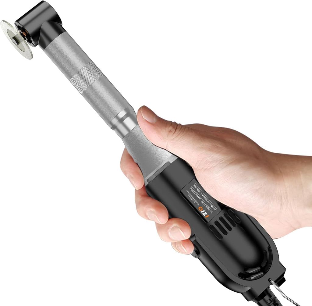 IZIO Multi-Purpose Electric Die Grinder Kit - 6 Variable Speed Polisher & Sander, Compact 1' Rotary Angle Grinder for Metal/Wood Crafting, DIY & Professional Grinding Tool (Black)